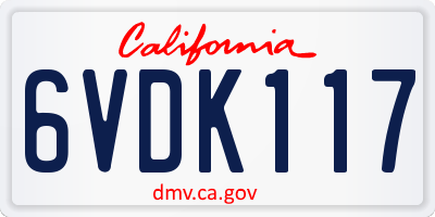 CA license plate 6VDK117