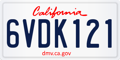 CA license plate 6VDK121
