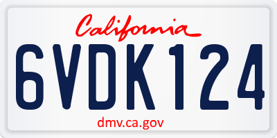 CA license plate 6VDK124