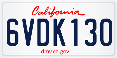 CA license plate 6VDK130