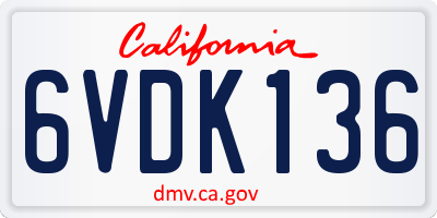 CA license plate 6VDK136
