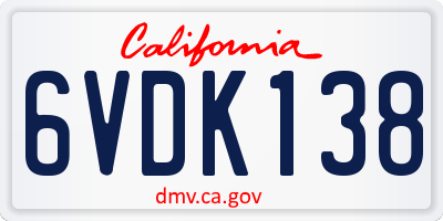 CA license plate 6VDK138
