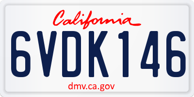 CA license plate 6VDK146