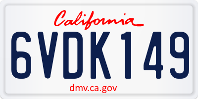 CA license plate 6VDK149