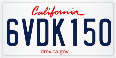 CA license plate 6VDK150