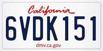 CA license plate 6VDK151
