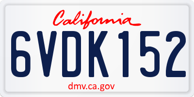 CA license plate 6VDK152