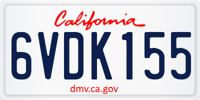 CA license plate 6VDK155