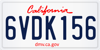 CA license plate 6VDK156