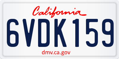 CA license plate 6VDK159