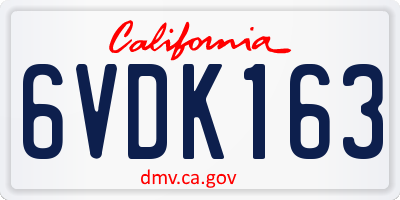CA license plate 6VDK163