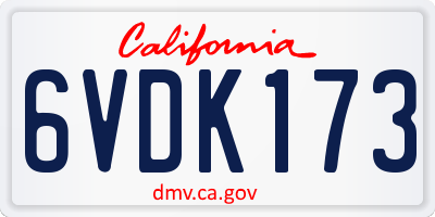 CA license plate 6VDK173