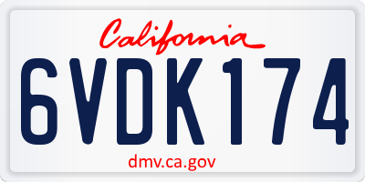 CA license plate 6VDK174
