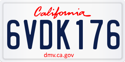 CA license plate 6VDK176