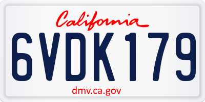 CA license plate 6VDK179