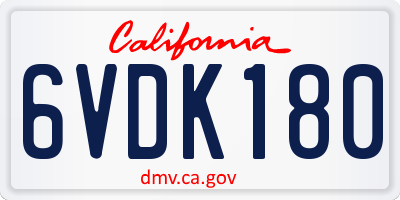 CA license plate 6VDK180