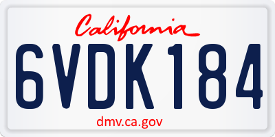 CA license plate 6VDK184