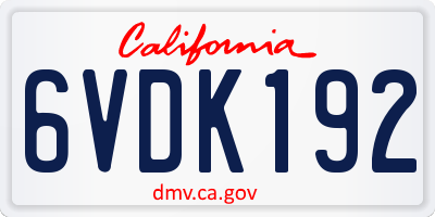 CA license plate 6VDK192