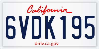 CA license plate 6VDK195