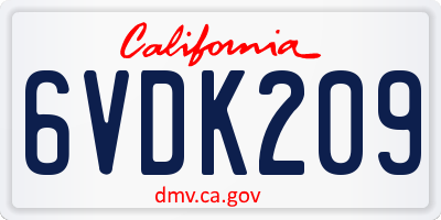 CA license plate 6VDK209