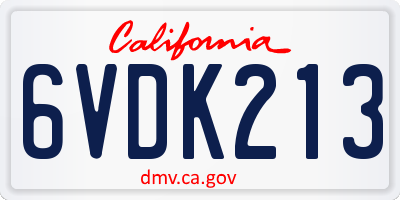 CA license plate 6VDK213