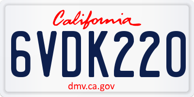 CA license plate 6VDK220