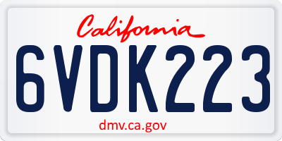 CA license plate 6VDK223