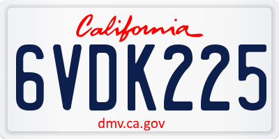 CA license plate 6VDK225