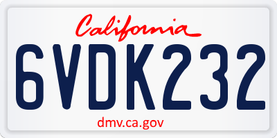 CA license plate 6VDK232
