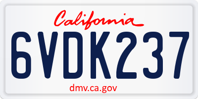 CA license plate 6VDK237