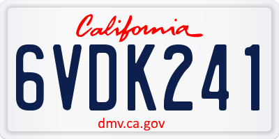 CA license plate 6VDK241