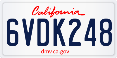 CA license plate 6VDK248