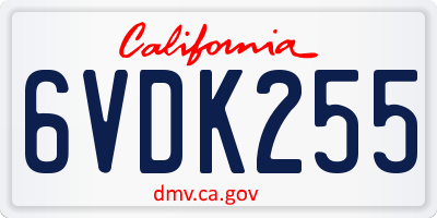 CA license plate 6VDK255