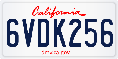 CA license plate 6VDK256