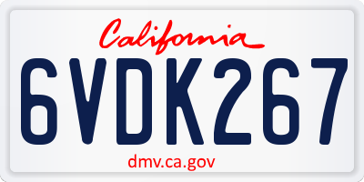 CA license plate 6VDK267