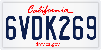 CA license plate 6VDK269