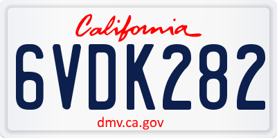 CA license plate 6VDK282