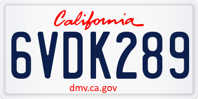 CA license plate 6VDK289