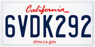 CA license plate 6VDK292