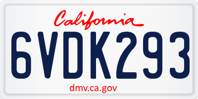 CA license plate 6VDK293
