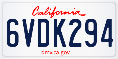 CA license plate 6VDK294
