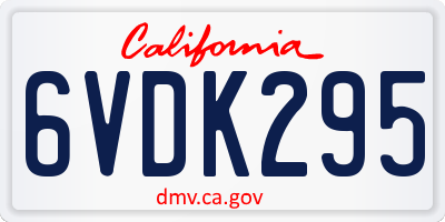 CA license plate 6VDK295