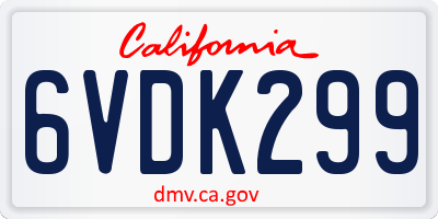 CA license plate 6VDK299
