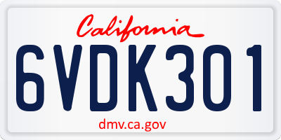 CA license plate 6VDK301
