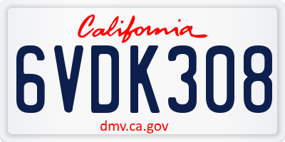CA license plate 6VDK308