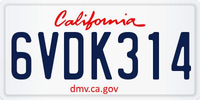 CA license plate 6VDK314