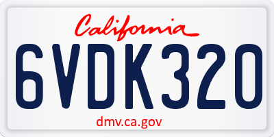 CA license plate 6VDK320