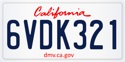 CA license plate 6VDK321