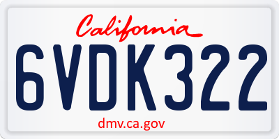 CA license plate 6VDK322