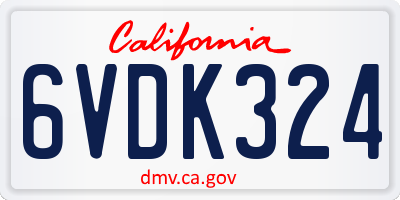 CA license plate 6VDK324